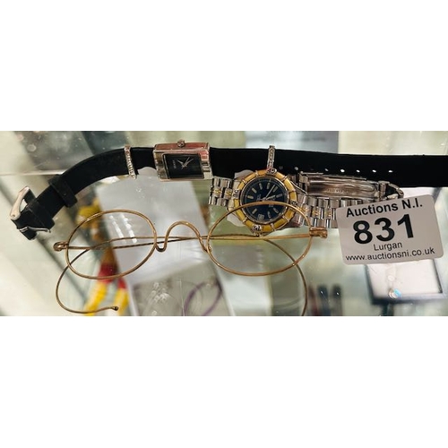 831 - Guess watch + Seksy Watch + Vintage Glasses Frames