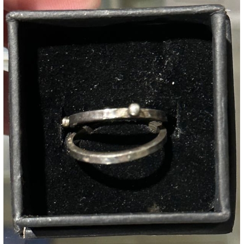 888 - Silver Hammered Ring x2