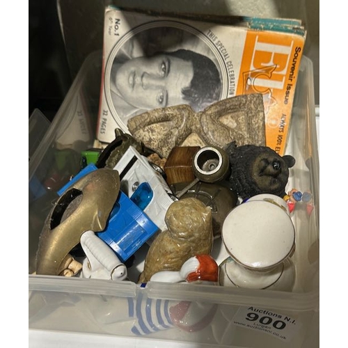 900 - Box of Curios Incl Old Elvis Souvenir Books etc