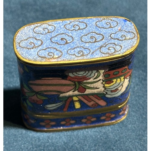 354 - Vintage Cloisonne Opium/Snuff Enamelled Lidded Pot