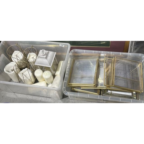 74 - Large Box Of Decorative Candle Lanterns & Holders + Large Box Of Picture Frames