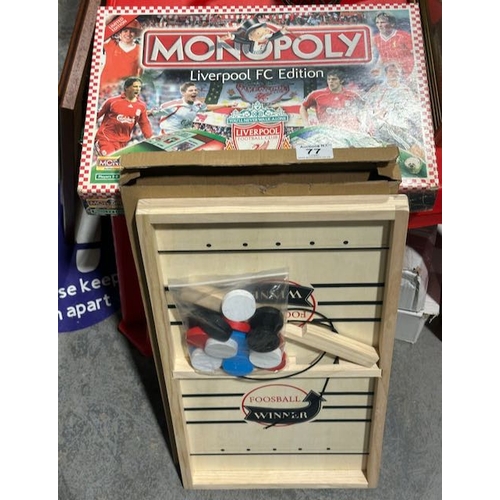 77 - Monopoly Liverpool FC Edition + Boxed Foosball Game