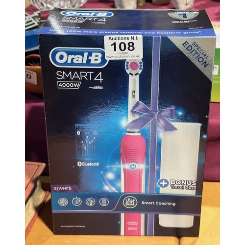 108 - Oral B Smart 4 Rechargeable Toothbrush With Travel Case - Box Sealed