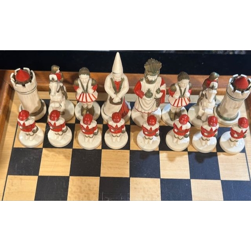 154 - Ornate Chess Set (1 Foot On Board Missing)