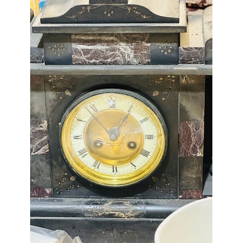 190 - Ornate Vintage Riddels Ltd Belfast Slate Mantle Clock