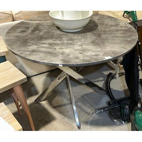 233 - Contemporary Circular Dining Table On Chrome Legs