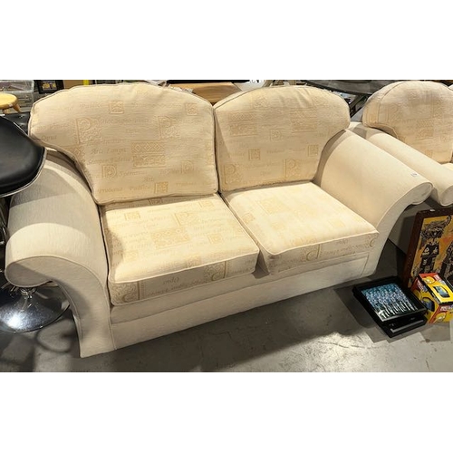 276 - Quality Cream Fabric 2 x 2 Seater + Armchair + Footstool