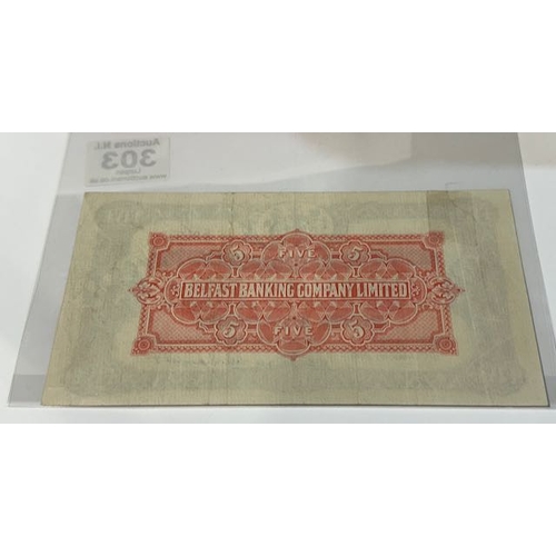 303 - Belfast Banking Co £5 Last Issue 6 January 1966 Low Serial Number E/A 01912 - E Williamson - Excelle... 