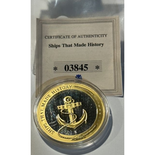 315 - Collectible Ships That Made History Proof Silver Plated with Spot-Gold - RMS Titanic - with Cert