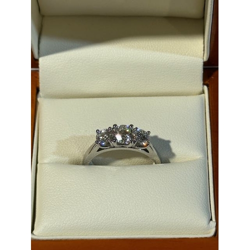 326A - Platinum & Diamond 3 Stone Ring with 3 GIA Certified Round Brilliant Cut Diamonds - All Diamonds E i... 