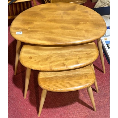 407 - Nest of 3 Blonde Ercol Tables