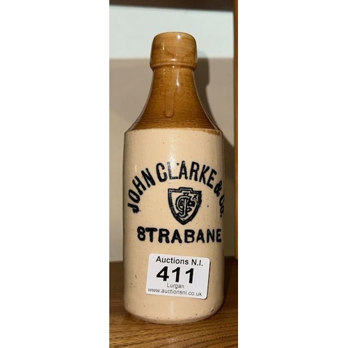 411 - Vintage Earthenware Bottle - John Clarke & Co Strabane