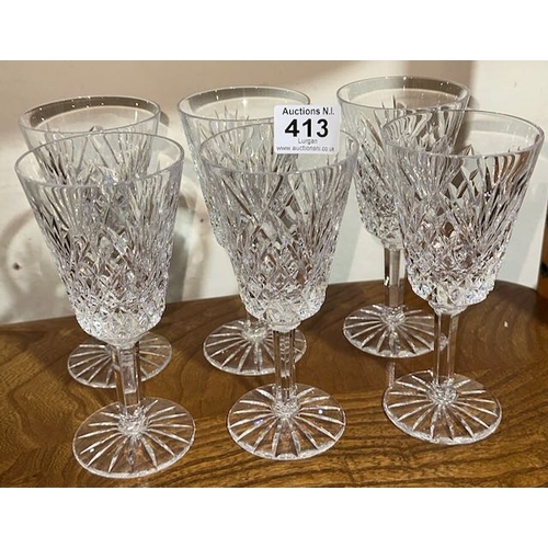 413 - Set of 6 Tyrone Crystal Wine Glasses