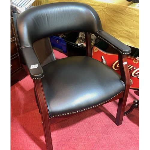 425 - Quality Black Leather Chair With Studded Detail