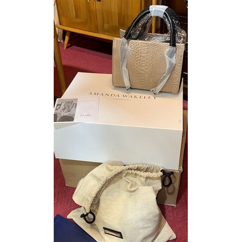 427 - Amanda Wakeley Suede Croc Effect Bag With Dust Cover & Original Box  & Packaging - Unused