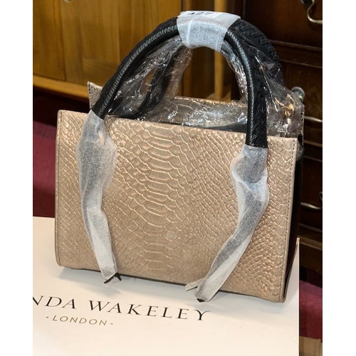 427 - Amanda Wakeley Suede Croc Effect Bag With Dust Cover & Original Box  & Packaging - Unused