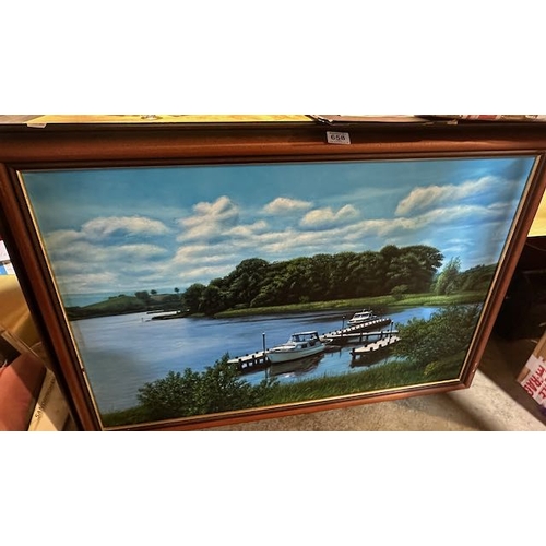 658 - Large Framed J. Mc Gultion Oil - Boats AT Dock