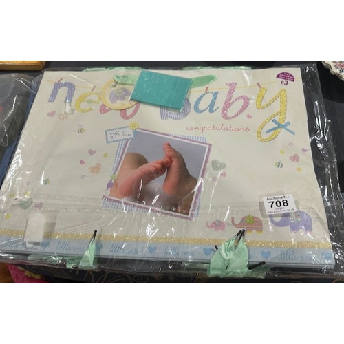 708 - Approx 12pk Unused Large New Baby Gift Bags RRP £3 Each