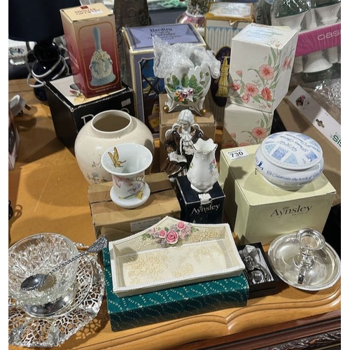 730 - Large Lot Of Boxed Collectables Incl Aynsley & Avon + Selection of Silver Plate Etc