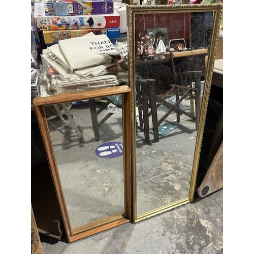 736 - Tall Gilt Framed Mirror + Wood Framed Mirror