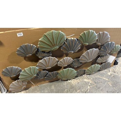 753 - Clam Shells Metal Wall Art - 123x61cm (2052263) RRP £49