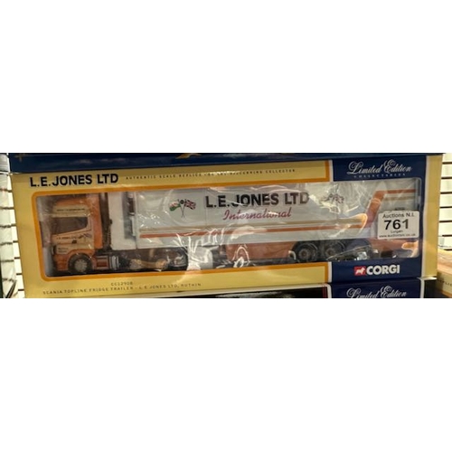 761 - Box Sealed Corgi Limited Edition 1:50 - L.E. Jones Ltd Scania Topline Fridge Trailer