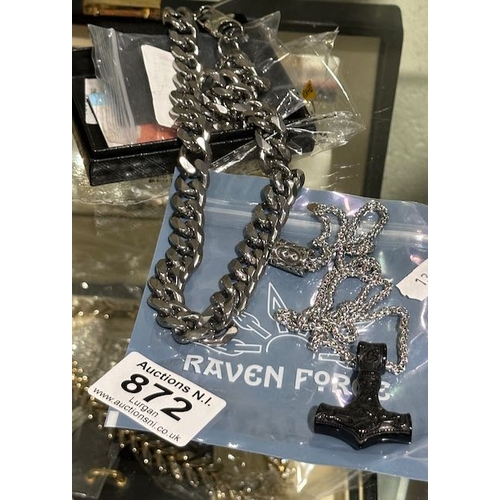 872 - Gents Raven Force Penadnt Necklace + Heavy Gents Chain