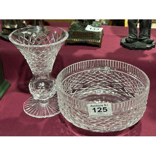 125 - Tyrone Crystal Vase + Tyrone Crystal Bowl