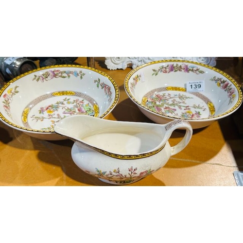 139 - Washington Indian Tree Bowl x2 + Gravy Boat