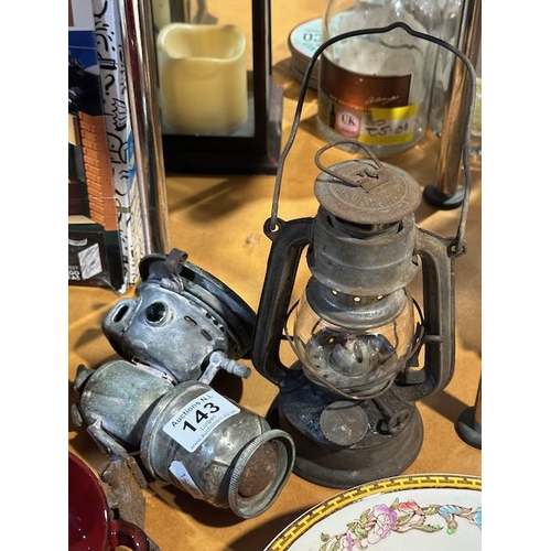 143 - Carbide Lamp + Hurricane Lamp