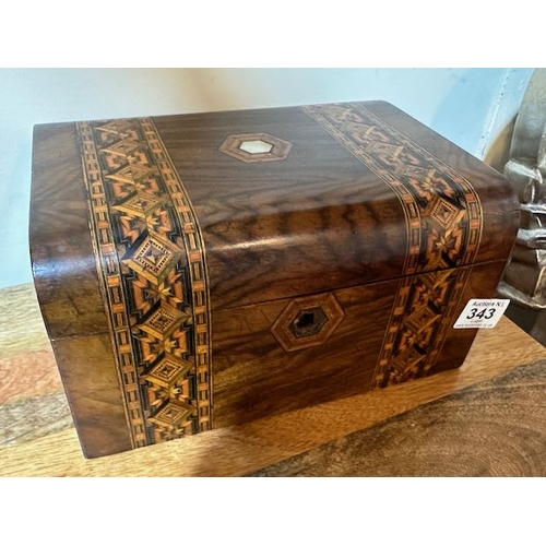 343 - Antique Inlaid Storage Chest