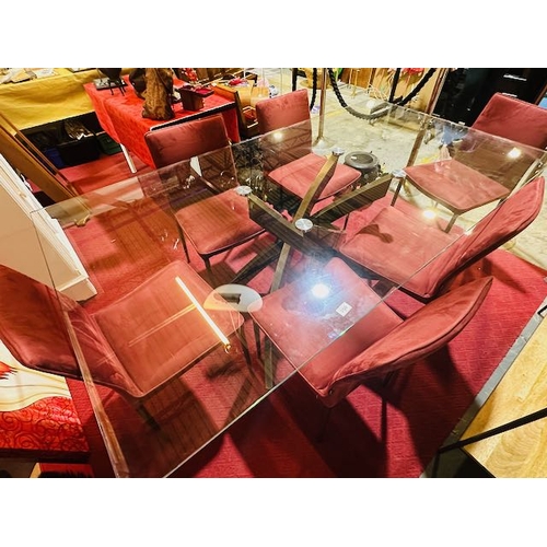 350 - Bontempi Italian Contemporary Glass Dining Table with 6 Chairs RRP £3000+