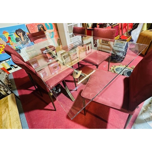 350 - Bontempi Italian Contemporary Glass Dining Table with 6 Chairs RRP £3000+