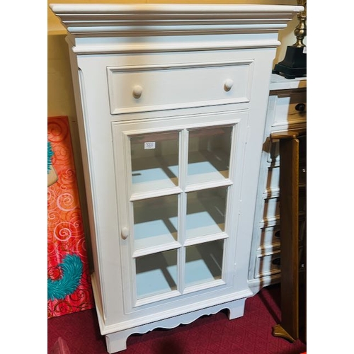 360 - White Glazed Display Cabinet with 1 Drawer