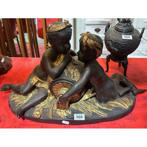 368 - Large Heavy Cast Roman Figure Group - Inscribed A Carrier - Appx 2'x1'x1'