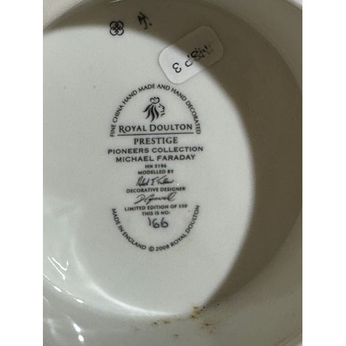 383 - Large Boxed Royal Doulton The Pioneers Collection Figurine - Michael Faraday HN 5196 With Cert