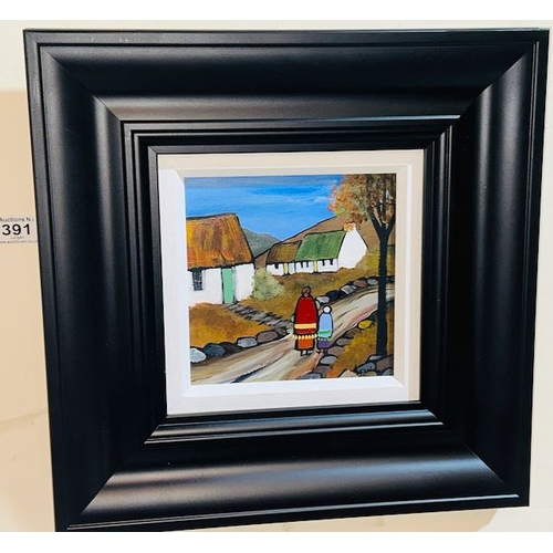 391 - Framed Mary Lou Oil on Canvas - Nearly Home - 16.5