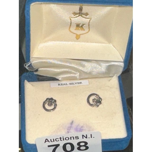 708 - Silver Claddagh Earrings