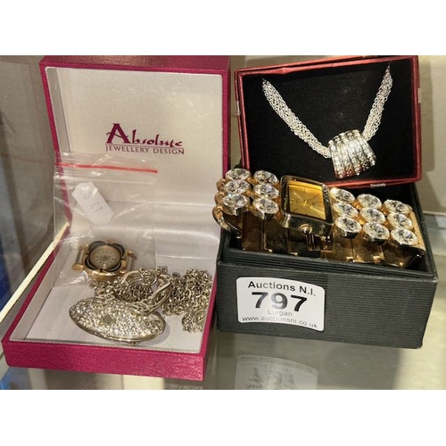 797 - Collection of Jewellery Incl Watch, Watch Face & 2 x Pendant Necklaces