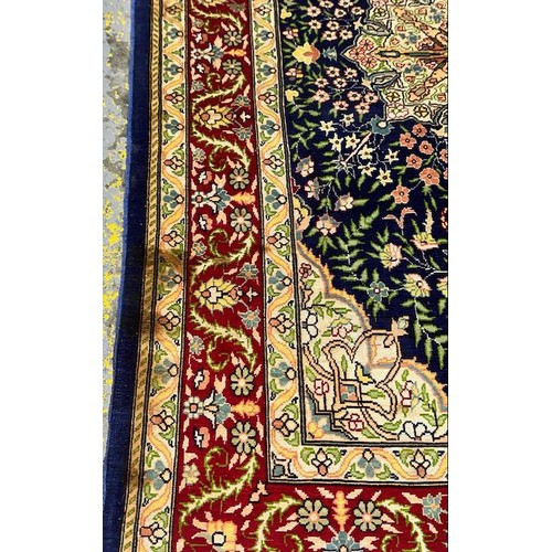 393 - Quality Silk Turkish Rug on Display Hanger - Rug Size Appx 3'8x2'3 - RRP £800