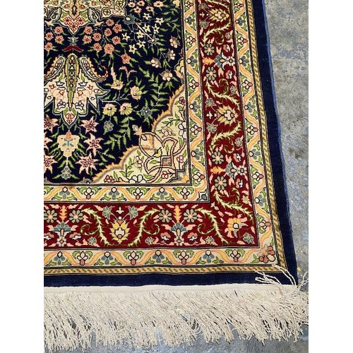 393 - Quality Silk Turkish Rug on Display Hanger - Rug Size Appx 3'8x2'3 - RRP £800