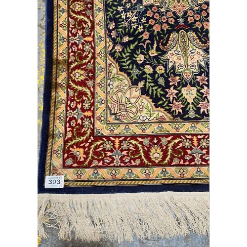 393 - Quality Silk Turkish Rug on Display Hanger - Rug Size Appx 3'8x2'3 - RRP £800