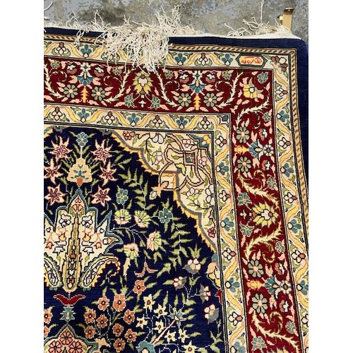 393 - Quality Silk Turkish Rug on Display Hanger - Rug Size Appx 3'8x2'3 - RRP £800