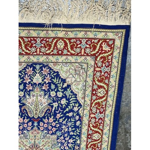 393 - Quality Silk Turkish Rug on Display Hanger - Rug Size Appx 3'8x2'3 - RRP £800