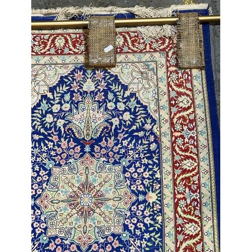 393 - Quality Silk Turkish Rug on Display Hanger - Rug Size Appx 3'8x2'3 - RRP £800