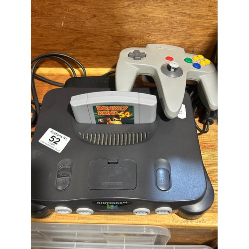 52 - Nintendo N64 With Donkey Kong 64 Game + One Controller