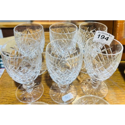 194 - 6x Waterford Crystal Glasses