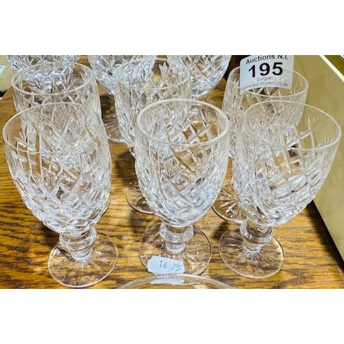 195 - 6x Waterford Crystal Sherry Glasses