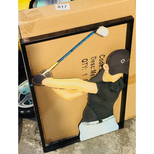 817 - 4 x Metal Wall Art Golfer 'Fore' - 30x50cm (2059002)