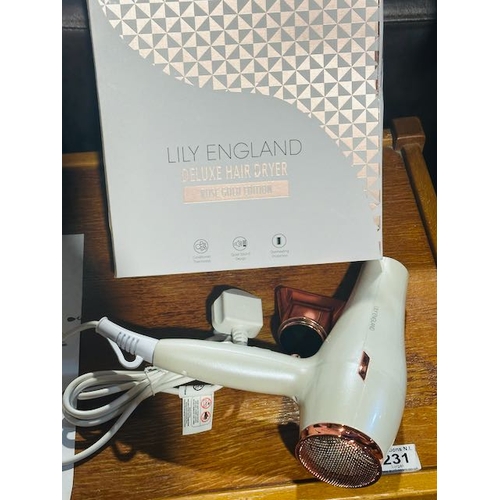 1106 - Lily England Deluxe Hair Dryer -Rose Gold Edition Box Sealed